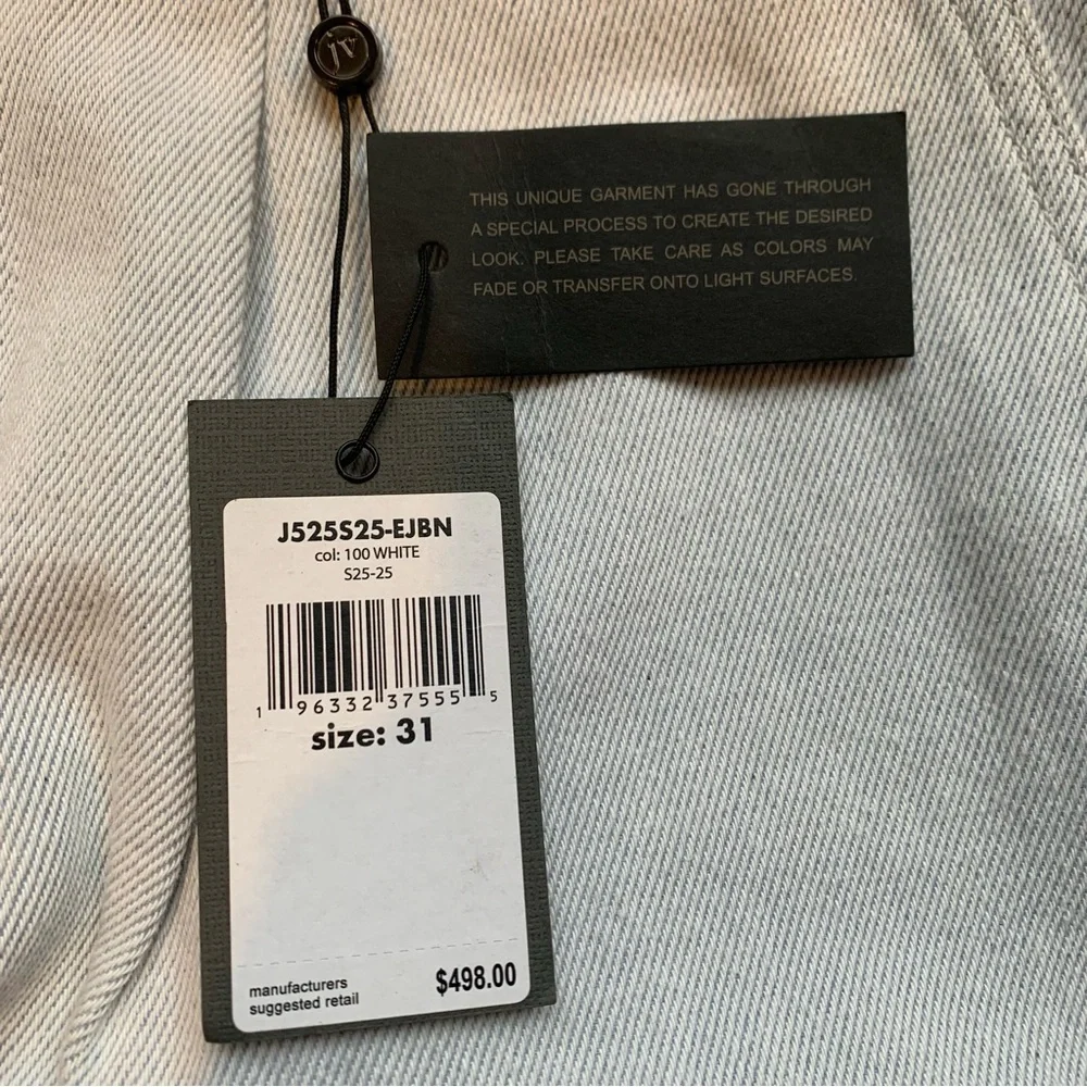 John Vavatos Relaxed Fit Ely Pleated Twill Jeans 100% Cotton White NWT Size 31